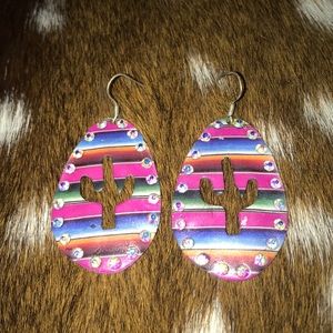 Serape cactus earrings